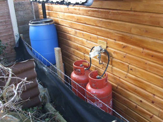 Gas bottles outside