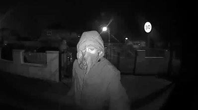 At the front door